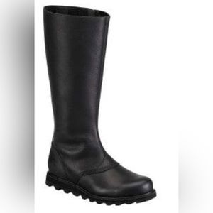 Sorel Scotia Winter Fancy Tall Women's SZ 9 Black Leather Boots Side Zip Front